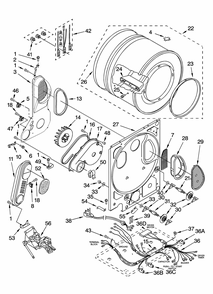 Dryer Bulkhead Parts Diagram and Parts List for 11098752795  Kenmore Washer Dryer Combo