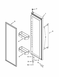 Refrigerator Door Parts Diagram and Parts List for ISC21CNEDS00  Whirlpool Refrigerator