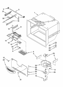 Freezer Liner Parts Diagram and Parts List for GB9SHDXPB12  Whirlpool Refrigerator