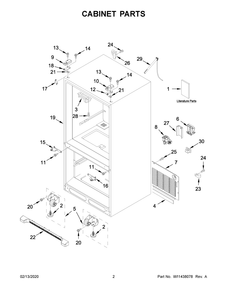 Cabinet Parts Diagram and Parts List for WRFA35SWHZ04  Whirlpool Refrigerator