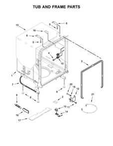 Tub And Frame Parts Diagram and Parts List for WDF545PAFM0  Whirlpool Dishwasher
