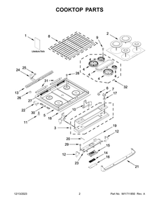 Cooktop Parts Diagram and Parts List for WEG745H0LZ5  Whirlpool Range