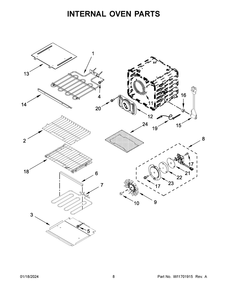 Internal Oven Parts Diagram and Parts List for KOES527PSS00  KitchenAid Wall Oven