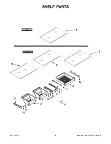 Shelf Parts Diagram and Parts List for MRT118FFFE05  Whirlpool Refrigerator