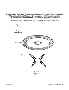 Part Location Diagram of W11401795 Whirlpool Microwave Glass Turntable Tray