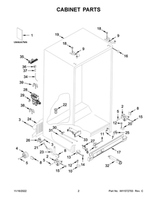 Cabinet Parts 2 Diagram and Parts List for WRS315SDHM0A  Whirlpool Refrigerator