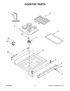Cooktop Parts Diagram and Parts List for KFGG500EWH3  Whirlpool Range