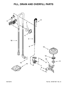 Fill, Drain And Overfill Parts Diagram and Parts List for 66514573N610  Kenmore Dishwasher