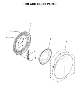 Hmi And Door Parts Diagram and Parts List for WFW9620HW0  Whirlpool Washer