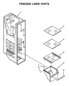 Freezer Liner Parts Diagram and Parts List for WRSA71CIHZ01  Whirlpool Refrigerator