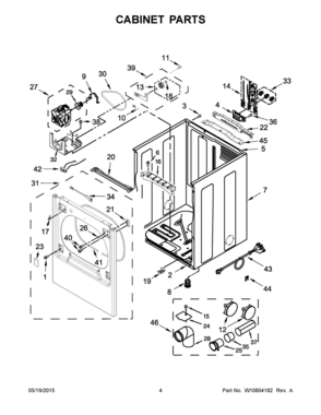03 - CABINET PARTS Diagram and Parts List for YWED8500DW1  Whirlpool Dryer