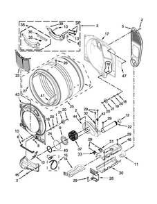 Bulkhead Parts Diagram and Parts List for WED71HEDW1  Whirlpool Dryer