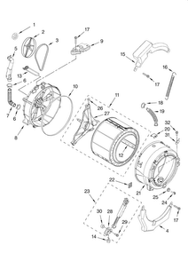 Tub And Basket Parts, Optional Parts Diagram and Parts List for WFW8500SR00  Whirlpool Washer