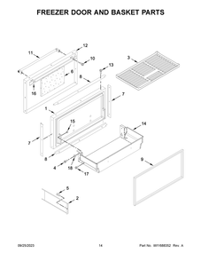Freezer Door And Basket Parts Diagram and Parts List for KBFN506ESS05  KitchenAid Refrigerator