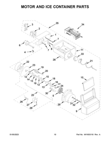 Motor And Ice Container Parts Diagram and Parts List for WRS315SDHZ0A  Whirlpool Refrigerator