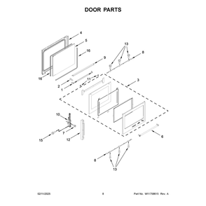 Door Parts Diagram and Parts List for KSGB900ESS6  KitchenAid Range