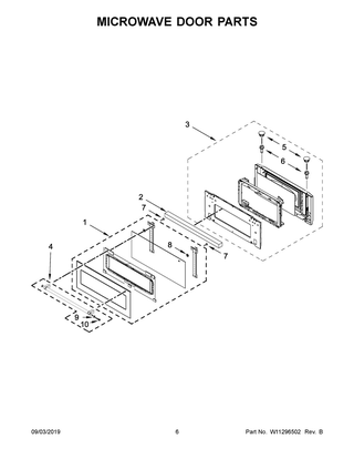 Microwave Door Parts Diagram and Parts List for KOCE900HBS00  Whirlpool Microwave Oven Combo