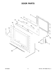 04 - Door Parts Diagram and Parts List for JES1450ML1  Whirlpool Wall Oven