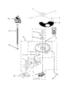 Pump, Washarm And Motor Parts Diagram and Parts List for KDTE204EPA1  KitchenAid Dishwasher