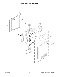 10 - Air Flow Parts Diagram and Parts List for WRS315SDHT11  Whirlpool Refrigerator