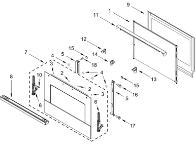 Oven Door Parts Diagram and Parts List for JOESC530RM00  Whirlpool Wall Oven