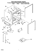 TUB AND FRAME PARTS Diagram and Parts List for KUDI01DLBS6  KitchenAid Dishwasher