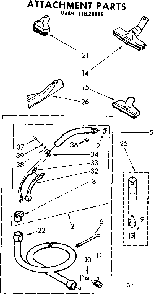 Attachment parts Diagram and Parts List for 11629915900-1980  Whirlpool Canister Vacuum