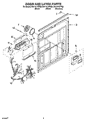 DOOR AND LATCH PARTS Diagram and Parts List for DU1101XTPB0  Whirlpool Dishwasher