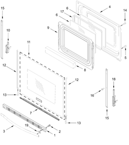 Door Parts Diagram and Parts List for CRGW3487RS0  Whirlpool Range
