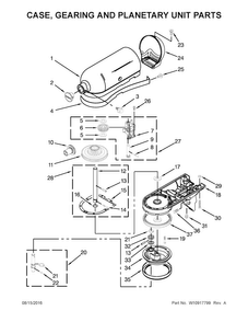 Case, Gearing And Planetary Unit Parts Diagram and Parts List for KSM96ER0  KitchenAid Mixer