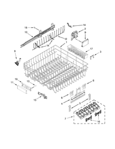 Upper Rack And Track Parts Diagram and Parts List for KDTM354DSS4  KitchenAid Dishwasher