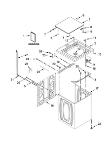 Top And Cabinet Parts Diagram and Parts List for 7MWTW4915EW0  Whirlpool Washer
