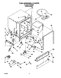 TUB ASSEMBLY, LIT/OPTIONAL Diagram and Parts List for WU4500B1  Roper Dishwasher