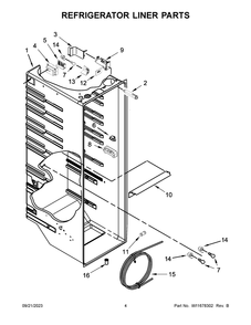 Refrigerator Liner Parts Diagram and Parts List for WRS588FIHV06  Whirlpool Refrigerator