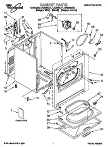 Cabinet Diagram and Parts List for 885453  Whirlpool Dryer