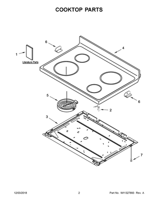 Cooktop Parts Diagram and Parts List for WFE520S0FS2  Whirlpool Range