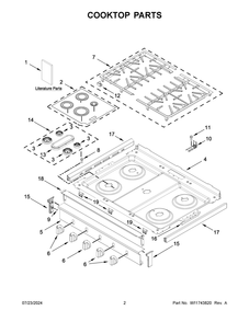 02 - Cooktop Parts Diagram and Parts List for MFGS4030RS0  Whirlpool Range