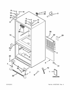 Cabinet Parts Diagram and Parts List for 59672019016  Kenmore Refrigerator