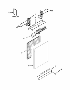 Door And Panel Parts Diagram and Parts List for 66513229N411  Kenmore Dishwasher