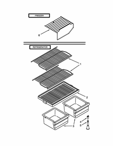Shelf Parts Diagram and Parts List for ST14CKXSQ03  Whirlpool Refrigerator