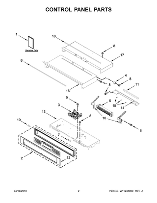 Control Panel Parts Diagram and Parts List for KODE500EBL04  Whirlpool Wall Oven