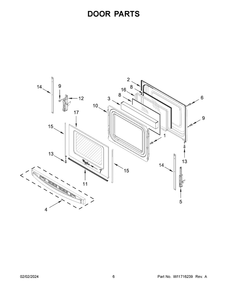 Door Parts Diagram and Parts List for WEE515S0LS3  Whirlpool Range