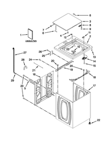 Top And Cabinet Parts Diagram and Parts List for 11020112310  Kenmore Washer