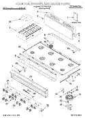 COOKTOP, BURNER AND GRATE PARTS Diagram and Parts List for KGCP487JSS0  KitchenAid Cooktop