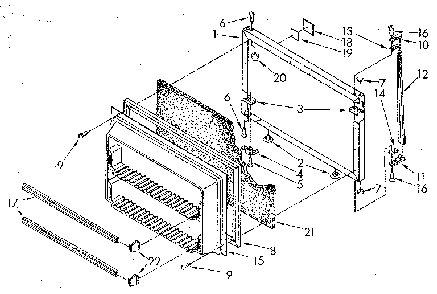 Freezer Door Diagram and Parts List for ET20GKXSF01  Whirlpool Refrigerator