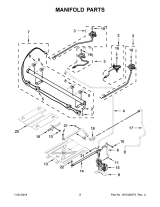 Manifold Parts Diagram and Parts List for WFG510S0HB1  Whirlpool Range