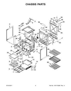 03 - CHASSIS PARTS Diagram and Parts List for JES1450CFS1  Whirlpool Range