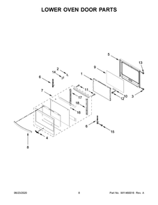 Lower Oven Door Parts Diagram and Parts List for WOD51EC7HB02  Whirlpool Wall Oven