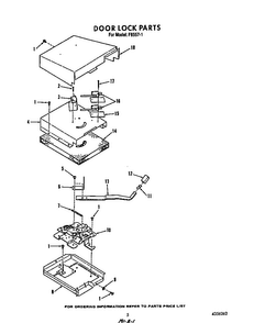 Door Lock Diagram and Parts List for F8557*1  Roper Range