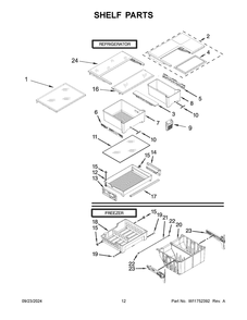 07 - Shelf Parts Diagram and Parts List for KRFF300EWH06  Whirlpool Refrigerator